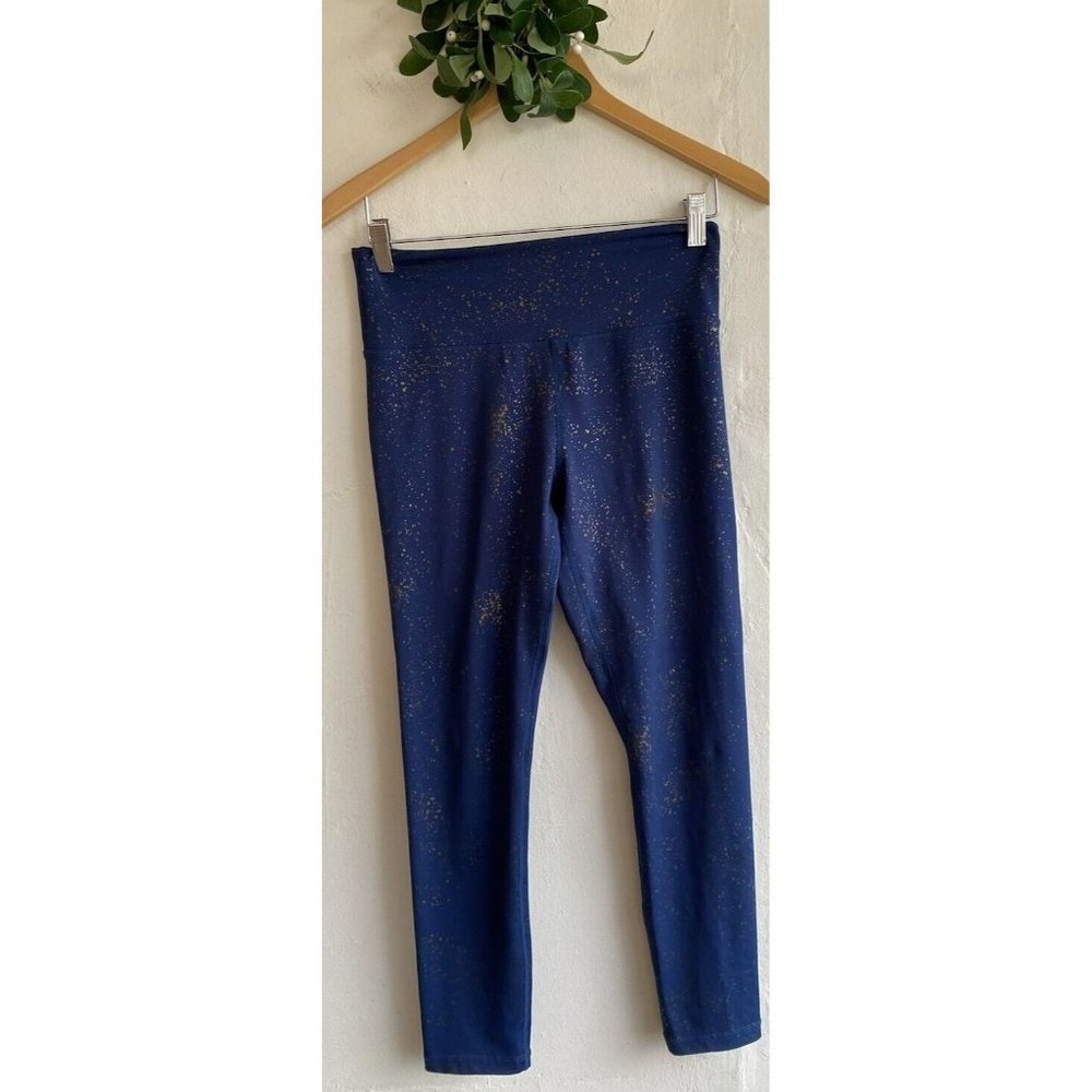 COPY - Zyia Active Mid-Rise Leggings Size 6-8 Metallic Blue Bronze Paint Splatt…